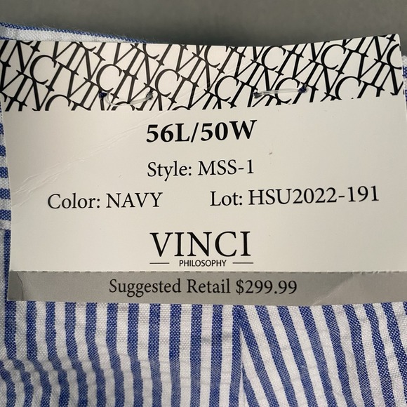 Vinci Blue Pinstripe Seersucker Suit Pants Style MSS-1 Size EU 56L/50W US 46-48W - Picture 12 of 12